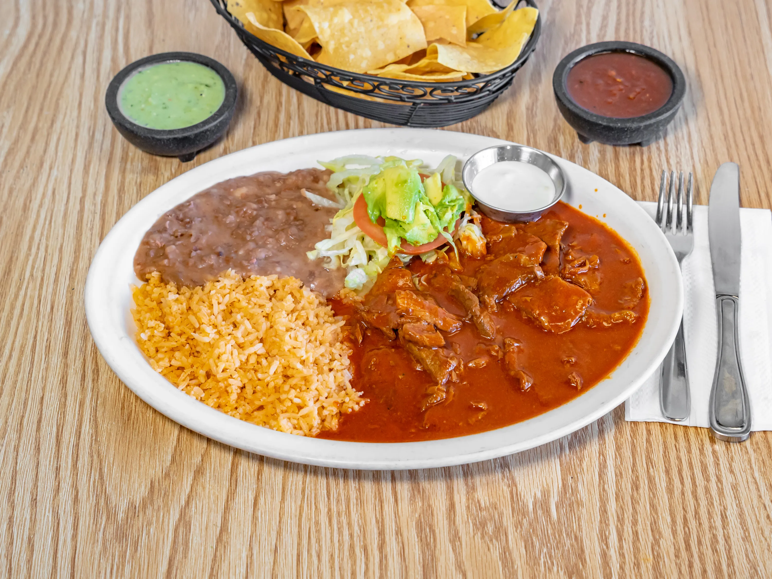 Chile Rojo plate with red sauce