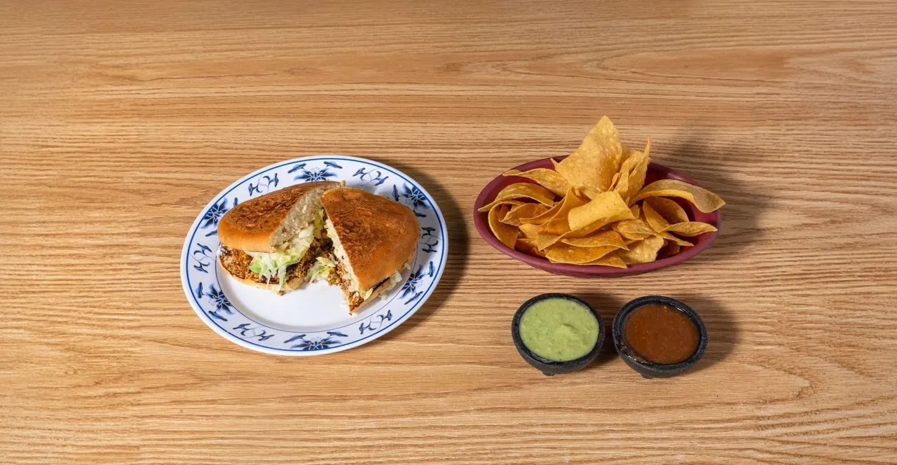 Breakfast torta sandwich with eggs